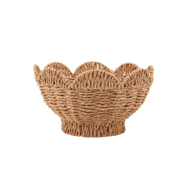 Corbeille forme fleur en corde papier 28cm Couleur naturel <span itemprop=