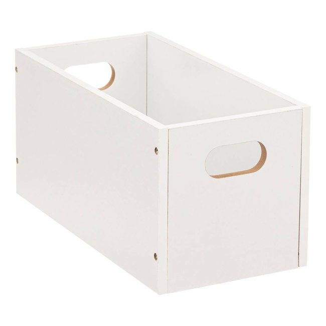 Panier de rangement en tissu effet bois MIX'N MODUL Couleur blanc <span itemprop=