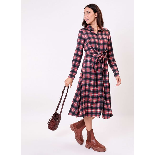 Robe chemise midi fluide à nouer TESSY - LA FIANCÉE
