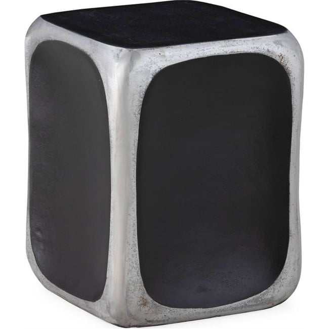 Tabouret cube en aluminium poli Couleur bronze noirâtre et aluminium poli <span itemprop=