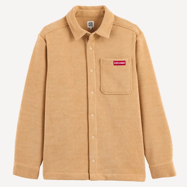 Chemise chaude, oversize, à manches longues beige <span itemprop=