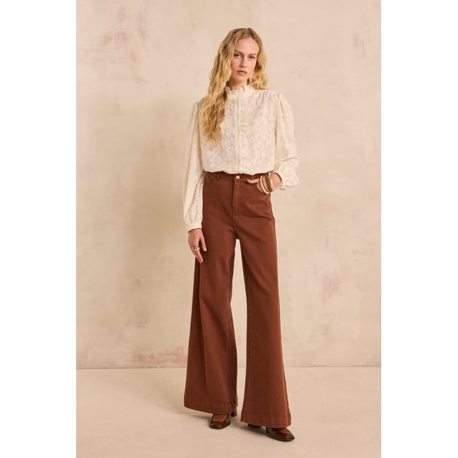 Jean wide leg en coton SHELBY cannelle <span itemprop=