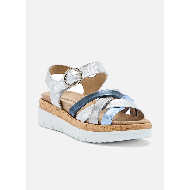 Sandales patte scratch semelle amovible argenté <span itemprop=