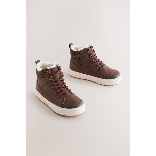 Bottines montantes à doublure chaude marron chocolat <span itemprop=