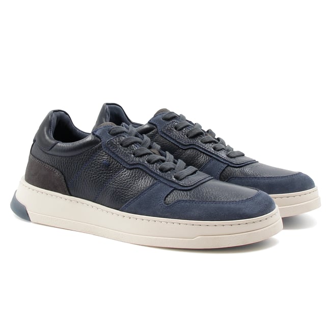 Baskets Léo cuir bleu <span itemprop=