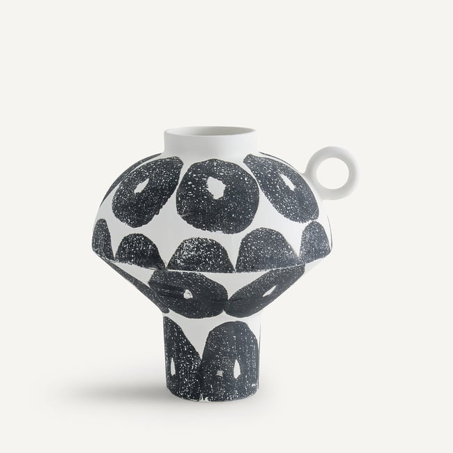 Vase en céramique mate tachetée, Breto Couleur noir/blanc <span itemprop=