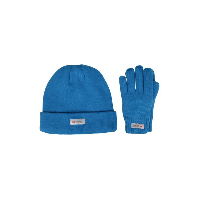 Ensemble bonnet et gants bleu vif <span itemprop=