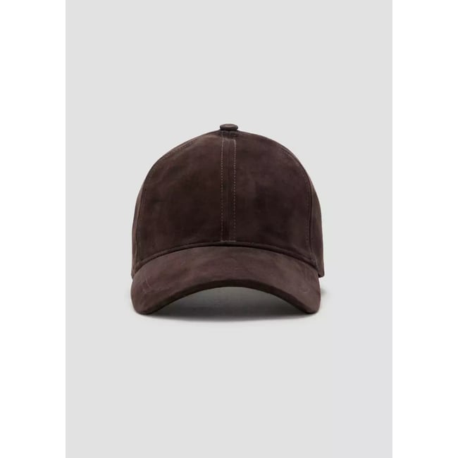 Casquette 100 % cuir marron <span itemprop=