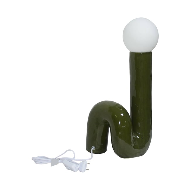 Lampe de table organique céramique vernis H 45cm ELMA Couleur kaki <span itemprop=