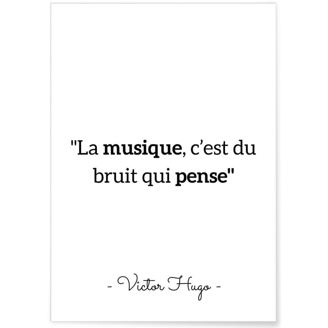 Affiche Victor Hugo 'La musique...' Couleur blanc <span itemprop=