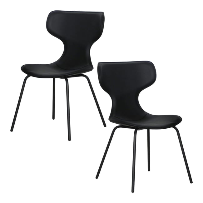 Chaise noire avec dossier en T, revêtement nettoyable (lot de 2) LOMBARDIE Couleur noir <span itemprop=