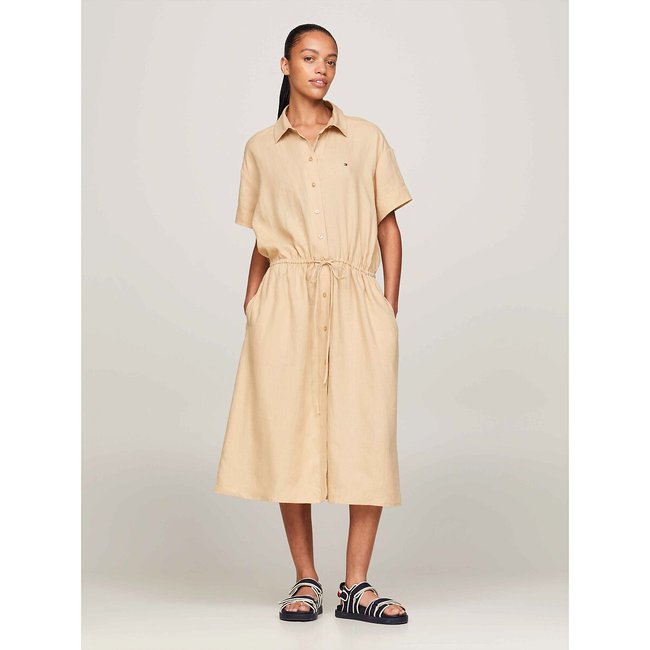 Abito chemisier midi in lino, maniche corte - TOMMY HILFIGER