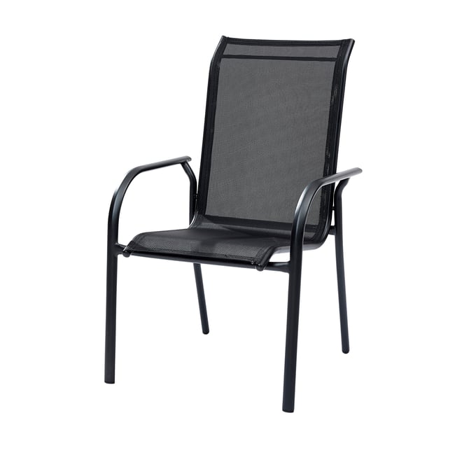 Fauteuil de jardin en aluminium noir et textilène BLACKSUN noir <span itemprop=
