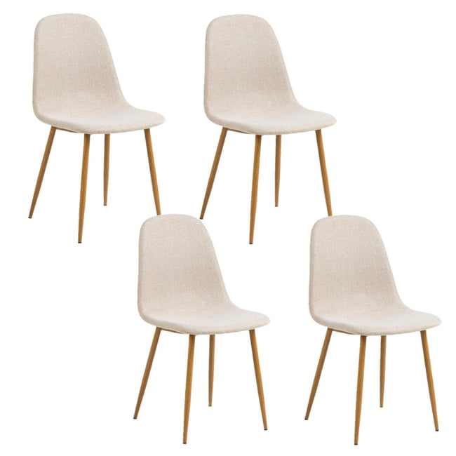 Lot de 4 chaises de salle à manger en tissu avec pieds en acier CLELIA Couleur beige <span itemprop=