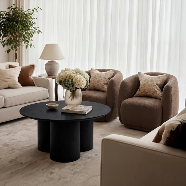 Leif Sculptural Round Wood Coffee Table, black, ÉDITÉ