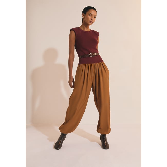 Pantalon bouffant satiné A GIPSY jaune fonce <span itemprop=