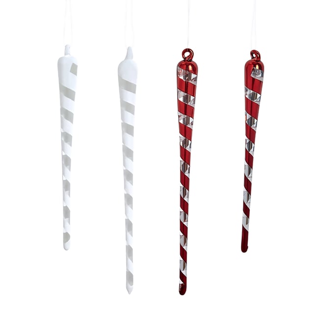 Set de 4 suspensions de noël glaçons en verre H15 NOËL Couleur rouge <span itemprop=