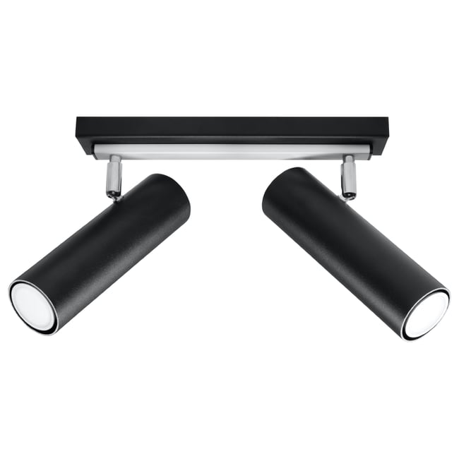 Plafonnier Acier Noir GU10 2 Direzione Couleur noir <span itemprop=