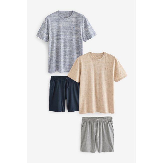 Shorts pyjama à manches courtes, lot de 2 pierre/bleu <span itemprop=