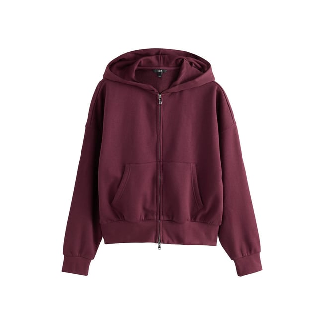 Sweat à capuche zippé rouge bordeaux <span itemprop=