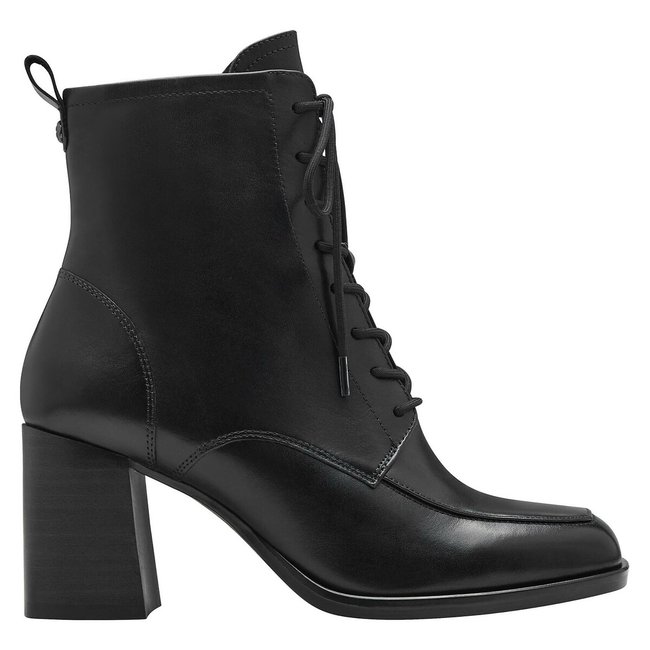 Schnürboots mit Absatz, Leder schwarz TAMARIS