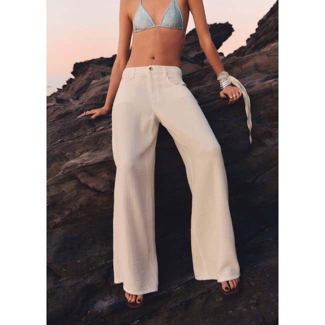 Pantalon droit coton blanc <span itemprop=