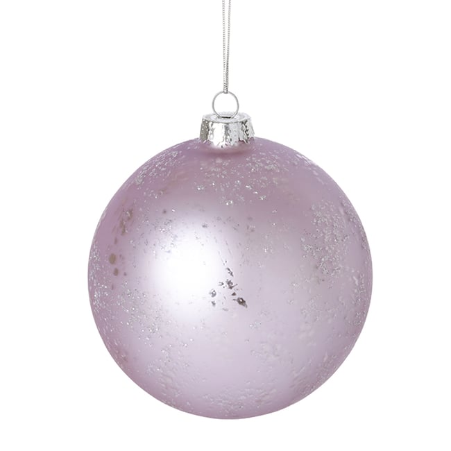 Boule de noël pailletée et mat en verre D10 Couleur violet <span itemprop=