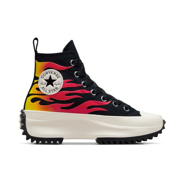 Baskets RUN STAR HIKE PLATFORM FLAMES noir/blanc/rouge émail <span itemprop=
