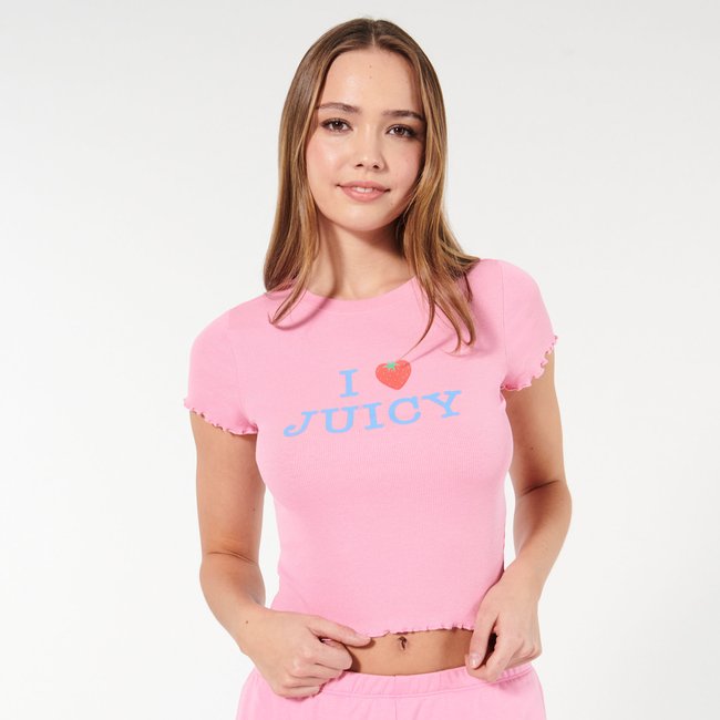 Top à message en jersey JUICYTIZ rose <span itemprop=