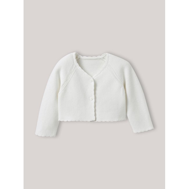 Cardigan en coton Biologique -  fêtes et blanc casse <span itemprop=