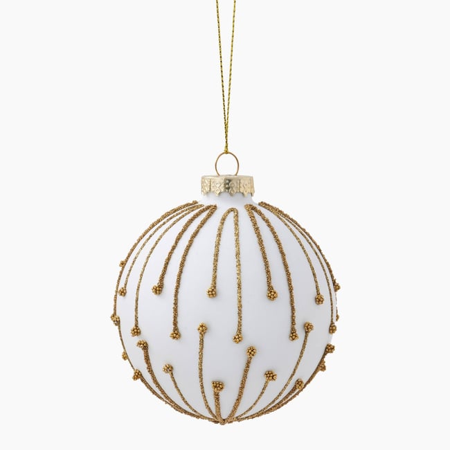 Lot de 6 - Boule en verre avec perle feu d'artifice Couleur blanc <span itemprop=