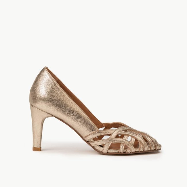 Sandale cuir pailleté ORIANE doré clair <span itemprop=