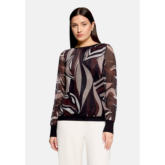 T-shirt à manches longues à plis taupe/black <span itemprop=