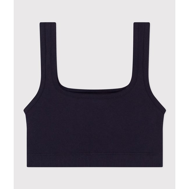 Brassière en coton  marine <span itemprop=