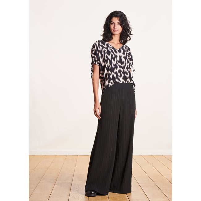 Pantalon large en coton noir <span itemprop=