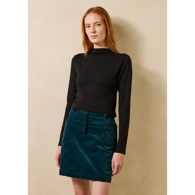 T-shirt en jersey manches longues col montant noir <span itemprop=