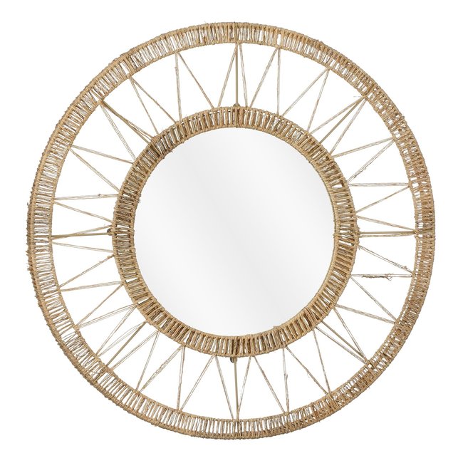 Miroir en jute tressée LUDY Couleur marron clair <span itemprop=