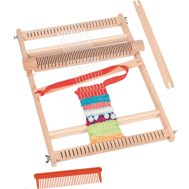 Grand métier à tisser en bois beige <span itemprop=