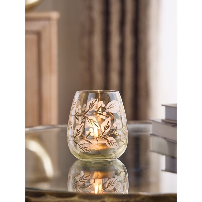 Verre orné de feuilles gravées Couleur doré <span itemprop=
