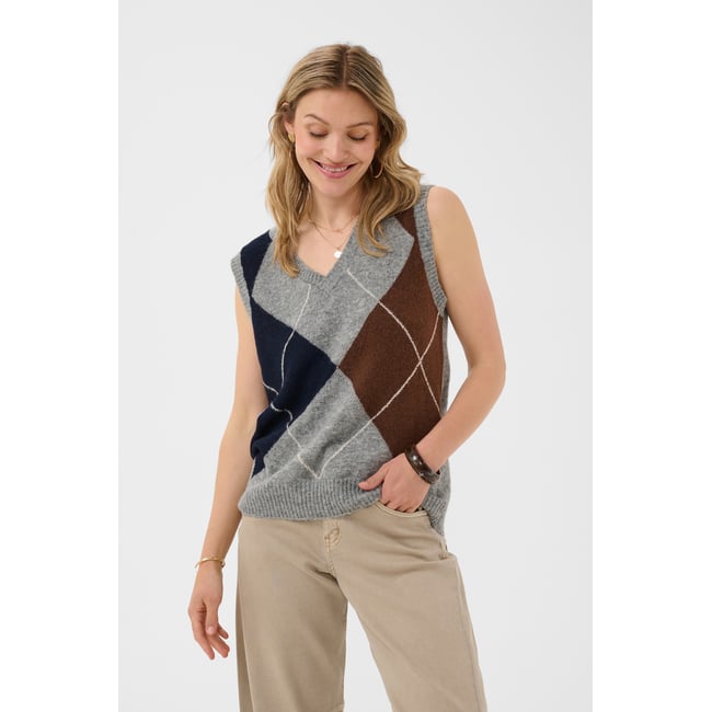 Pullover tricoté gris grey melange <span itemprop=