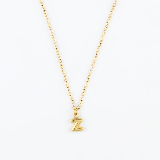 Collier à pendentif lettre Z acier inoxydable doré <span itemprop=