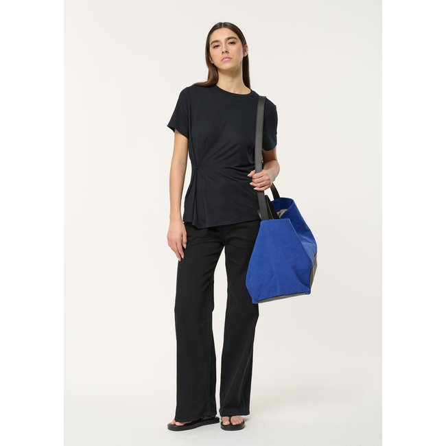 Sac cabas bleu bi-matière bleu <span itemprop=