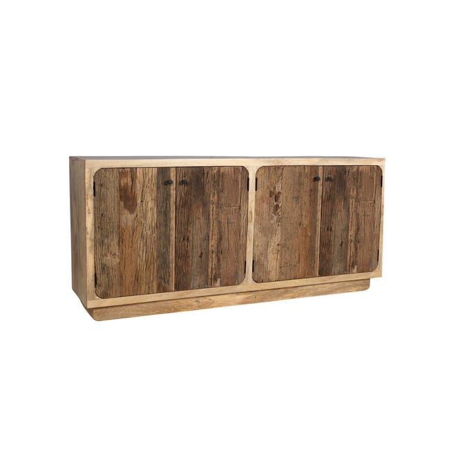 Meuble sous vasque en bois de manguier et bois recyclé BARRY Couleur v002237 <span itemprop=