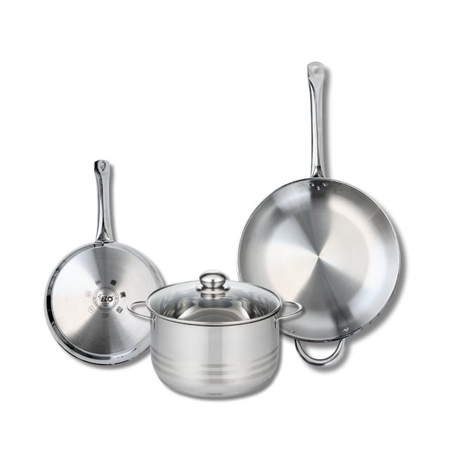 Batterie 2 poêles 24/32cm + 1 faitout 24cm PROFI BRILLANT gris <span itemprop=