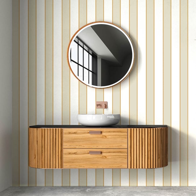 Papier peint rayures beige doré Couleur intissé <span itemprop=
