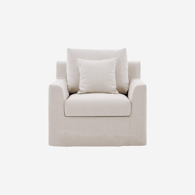 Fauteuil déhoussable en coton et lin garni de plumes OSTUNI - HABITAT
