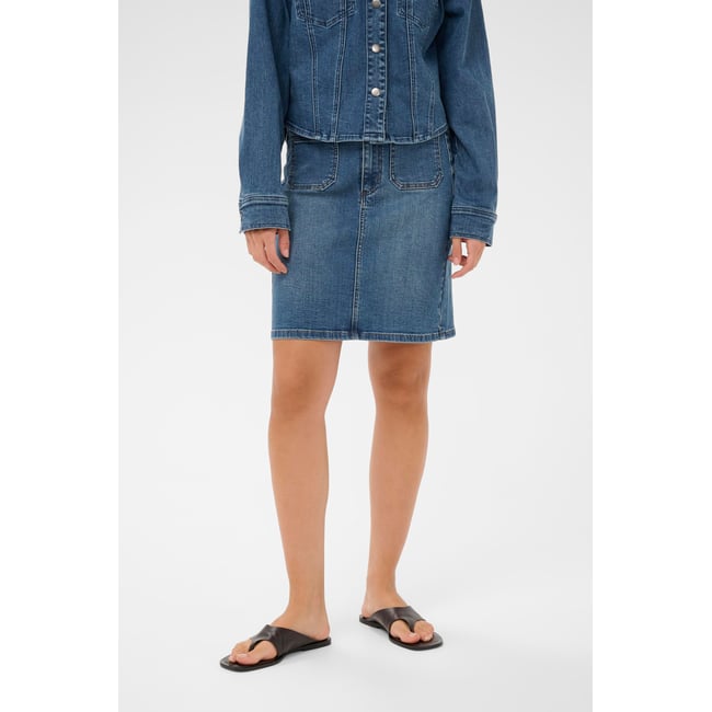 Jupe en jean bleu medium blue denim <span itemprop=