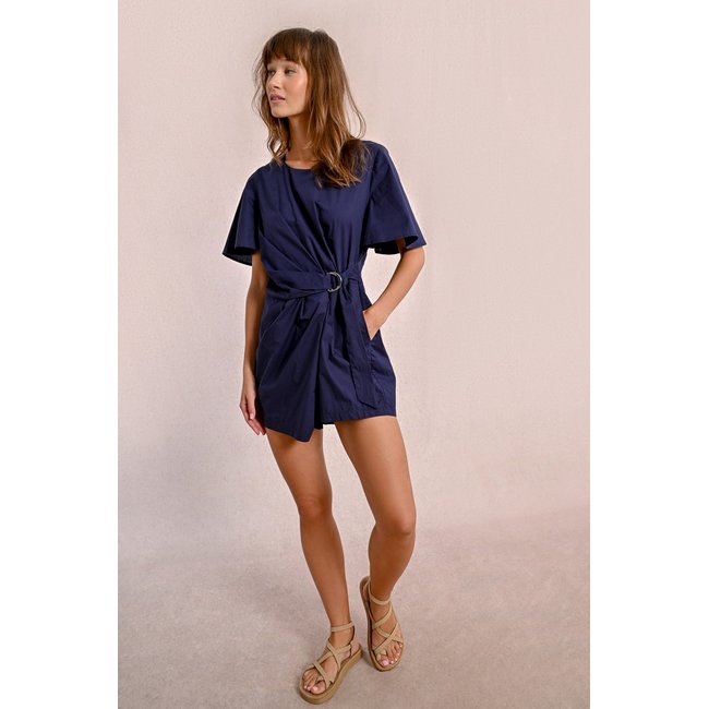 Combinaison short nouable à la taille bleu marine <span itemprop=
