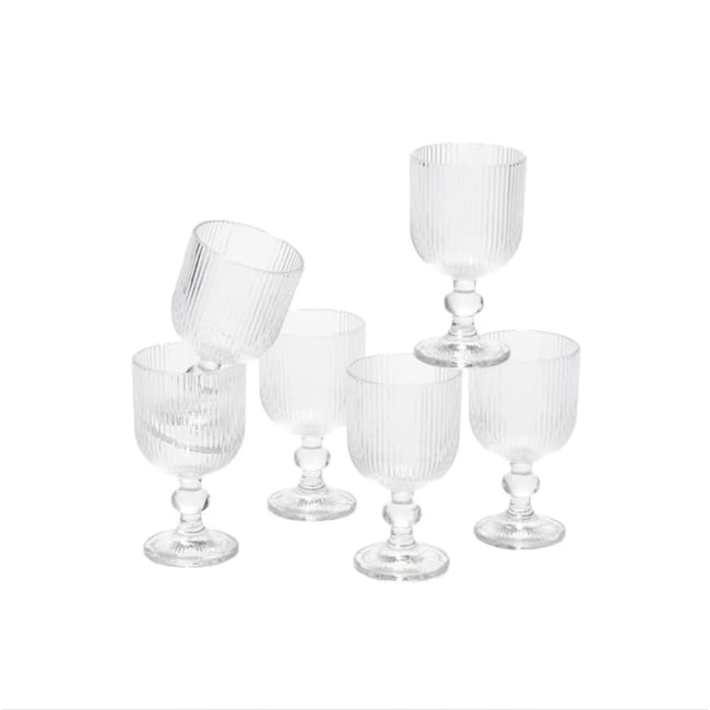 Lot De 6 Verre À Vin Cannelé MERLOT Couleur transparent <span itemprop=