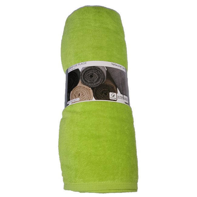 Serviette drap de plage velours uni maxi anis <span itemprop=
